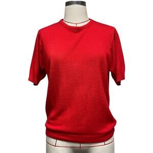 Vintage Designers Originals Womens Size S Red Acrylic Knit Short Sleeve Shirt